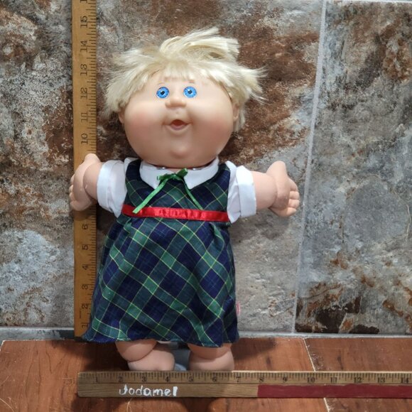 Cabbage Patch Kids Doll Play Along 2004 Green Blue Plaid Dress Blue Eyes - Picture 7 of 13